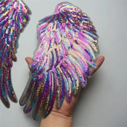 Rainbow Feather Wings Lantejoula Dreamy Ferro De Costura Em Patches, Emblemas bordados para roupas, Apliques DIY, Decoração Artesanal, 2 peças - Image 3
