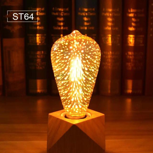 Lâmpada 3D Vintage LED Colorida em Forma de Fogos de Artifício para Decoração de Casa e Bar, Luz Noturna e Natal, 110V - 240V