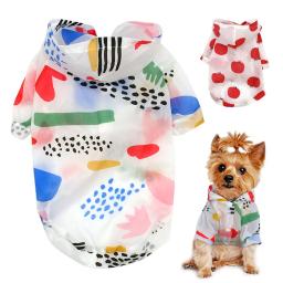 Capa de chuva para cães e gatos, Hoodie de proteção solar, roupas pequenas, poncho de impressão, roupas de cachorro, verão - Image 1