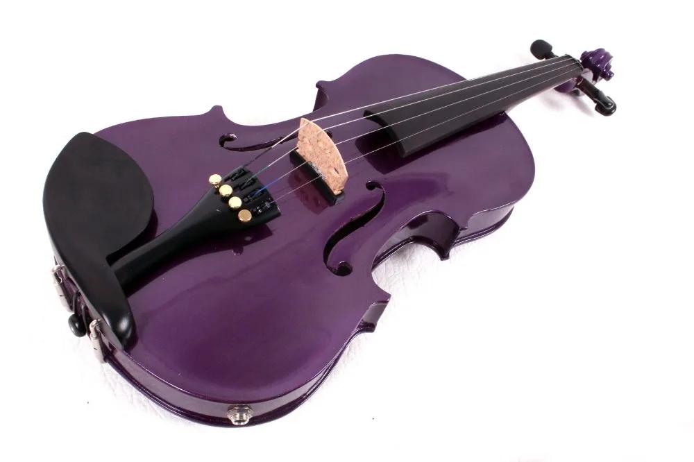 Viola elétrica/acústica roxa, livre com arco, parte traseira de bordo, tampo de abeto - Image 1