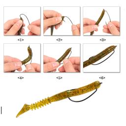 100 pçs ampla lacuna worm ganchos de pesca gabarito manivela grande baixo gancho preto aço alto carbono manivela farpado gancho para isca de pesca macia - Image 3