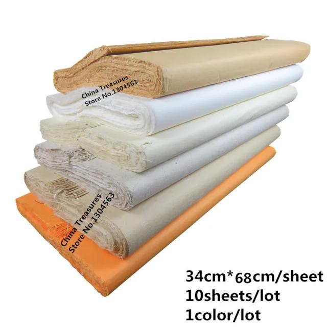 Papel de Caligrafia de Arroz Chinês Artesanal 34cm x 68cm com Lanterna de Fibra Xuan Yunlong Pi Zhi