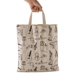Bolsa de Mão Portátil de Algodão e Linho com Partitura Musical, Bolsa de Compras com Elementos Musicais, Padrão de Teclado, Instrumentos Musicais, Bolsa de Música - Image 5