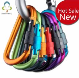 Carabina kit 6 peças para acampamento, equipamento de sobrevivência em liga de alumínio carabiner acampamento gancho de alpinismo edc mosquetão mosquetão - Image 1