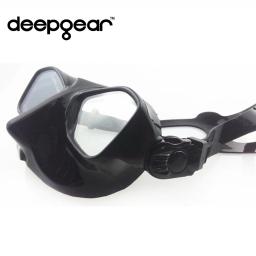 Deepgear topo mergulho engrenagens e equipamentos de snorkel máscara de mergulho de silicone preto baixo perfil máscara de caça submarina flexable snorkel - Image 2