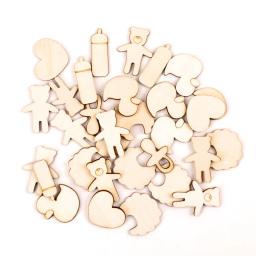 Animais De Madeira Em Forma De Ornamento Pendurado, Scrapbooking Artesanato Acessório, Decoração Para Casa, Pintura Artesanal, 25-30mm, 20Pcs - Image 5