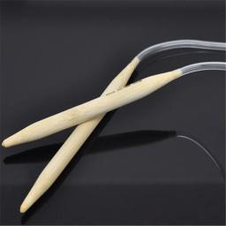 Agulhas de tricô circular de bambu com tubo transparente Agulha de crochê ganchos Weave Craft Ferramenta de tricô de costura DIY 80cm de comprimento 1 par - Image 6