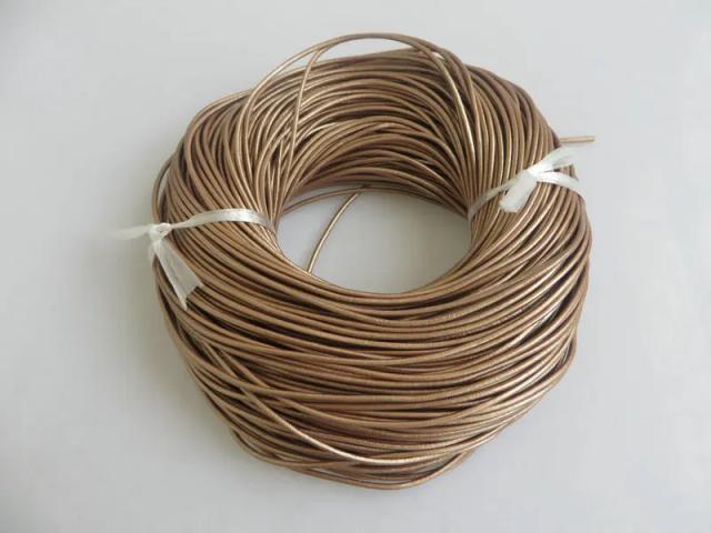 Cordão Redondo de Couro Genuíno 2mm para Jóias, Colares e Pulseiras - 10m de Artesanato 100% Real