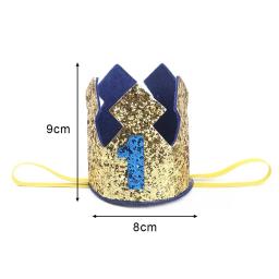 Chapéu para meninos e meninas, ouro azul, chapéu com glitter, ouro, rosa, número da coroa da princesa, festa de primeiro aniversário de 3 anos, decoração de chá de bebê - Image 6