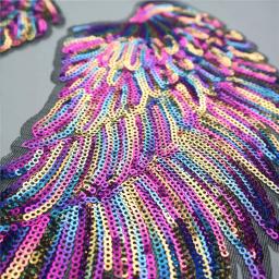 Rainbow Feather Wings Lantejoula Dreamy Ferro De Costura Em Patches, Emblemas bordados para roupas, Apliques DIY, Decoração Artesanal, 2 peças - Image 5