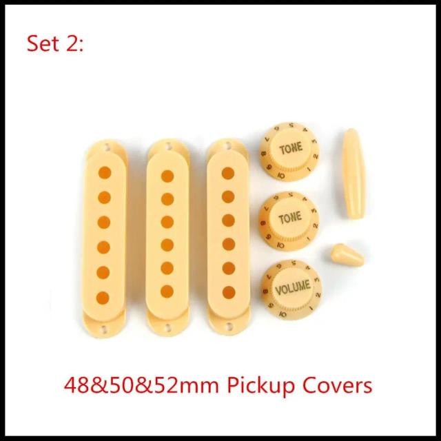 Conjunto Completo de Acessórios para Guitarra Elétrica: Capas de Captador, Maçanetas 2T1V, Ponta de Interruptor 5 Vias e Barra Amarela FD ST