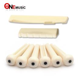 1 conjunto de acessórios para guitarra acústica, 6 cordas de plástico mf, porca de ponte + pino de ponte com pontos de plástico abs - Image 1