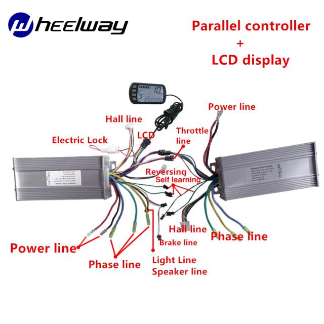 Kit de Conversão para Bicicleta com Controlador Paralelo ELWAY 36V/48V 500W/800W/1000W e Display LCD para Motor BLDC Dual Drive