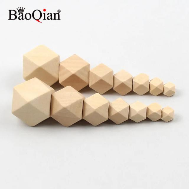 Contas Geométricas Naturais de Madeira para Jóias e Decoração DIY: Ideal para Crianças e Projetos Criativos, Tamanhos de 10 a 30mm