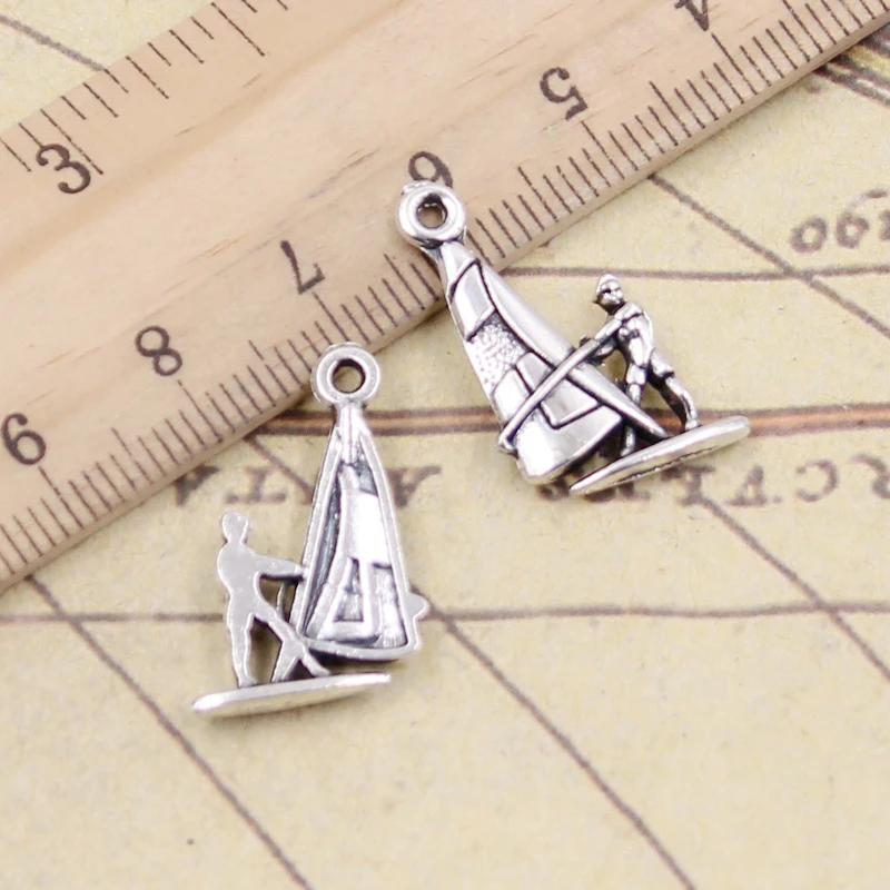 20 pçs encantos windsurf windsurfer 22x14mm tibetano prata cor pingentes antigo jóias fazendo diy artesanal ofício - Image 1