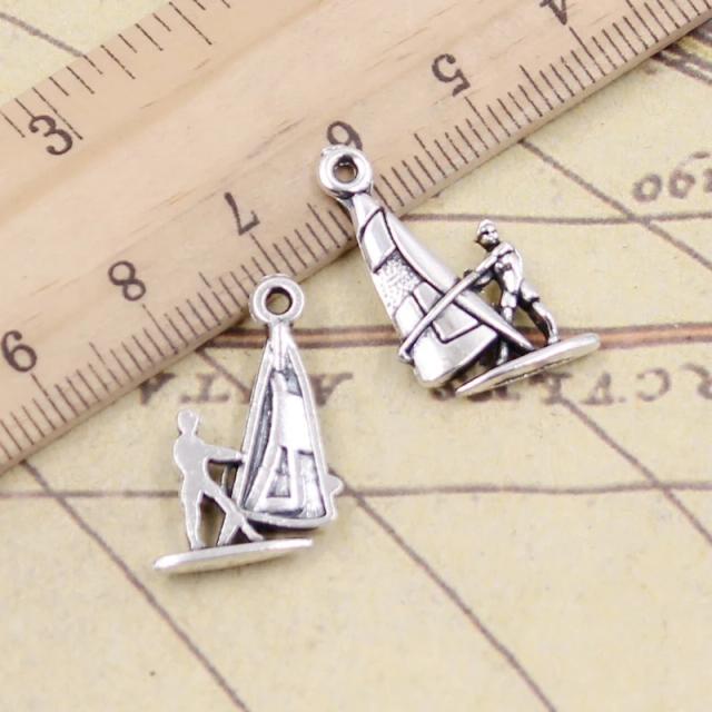 Conjunto de 20 Pingentes Tibetan Silver para Windsurf - 22x14mm, Jóias Artesanais DIY