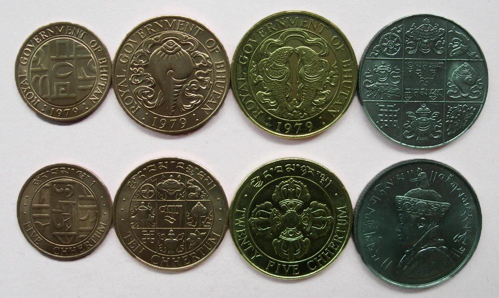 Butão conjunto de moedas 4 peças originais verdadeiras moedas genuínas ásia colecionáveis - Image 1