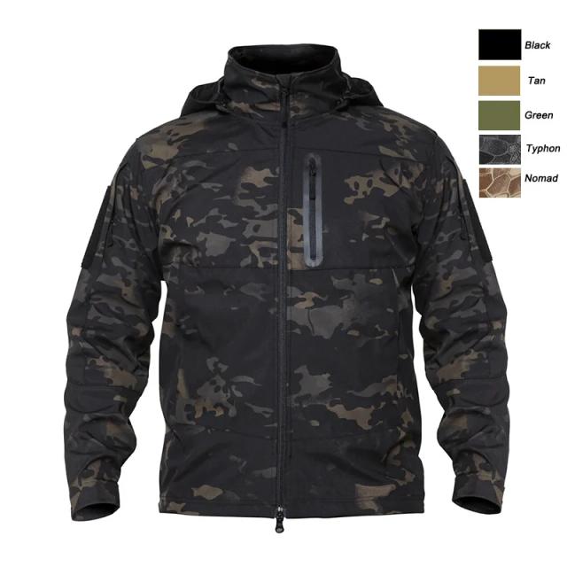Jaqueta Tática Softshell com Capuz para Caça e Aventura em Floresta - Camuflagem e Conforto para Esportes ao Ar Livre