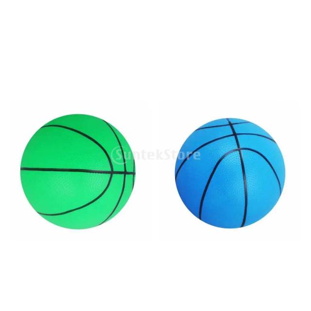 Mini Bola de Basquete Fofa para Crianças - Conjunto de 2 Bolas Saltitantes com Mão Macia, Presente Ideal de 6" (Azul e Verde)