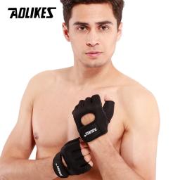 Aolikes 1 par masculino feminino ginásio metade dedo esportes fitness exercício luvas de treinamento de pulso anti-deslizamento resistência weightlifting luvas - Image 3