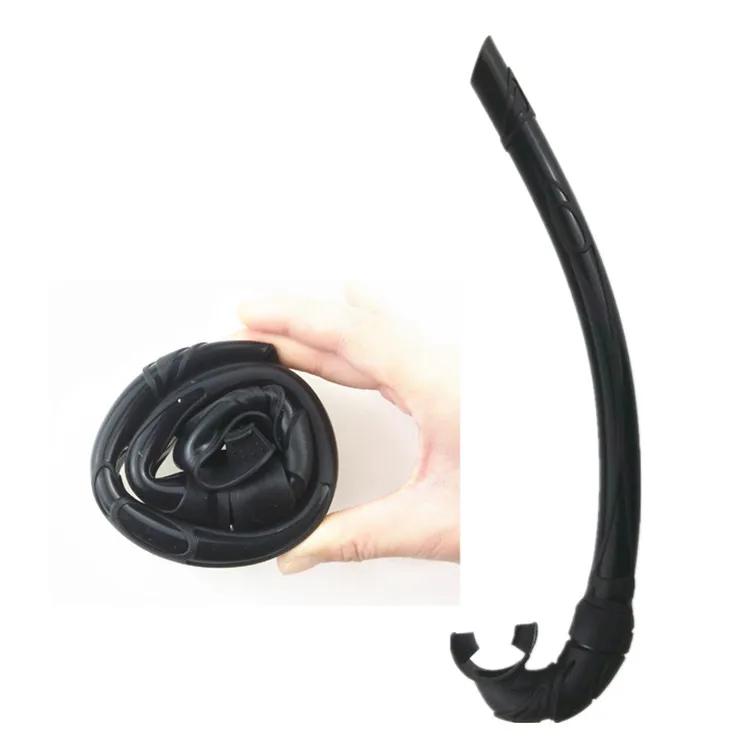 Top engrenagens de mergulho baixo volume máscara de caça submarina e tubo de respiração de silicone flexable conjunto de máscara de snorkel preto para adulto - Image 1