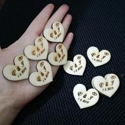 50 peças personalizadas lembrancinhas de casamento, corações de madeira, nome do casamento personalizado e data amor coração etiquetas de presente de casamento de madeira - Image 4