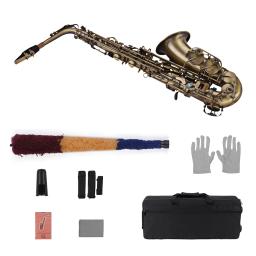 Muslady instrumento de sopro antigo mi bemol maior, saxofone com botão concha, padrão de escultura em chave, instrumento de sopro de madeira com estojo, luvas - Image 2