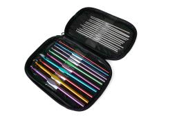 Conjunto de agulhas de gancho de crochê de alumínio de cores mistas 22 peças para kit de ferramentas de fio de tricô DIY com estojo - Image 2