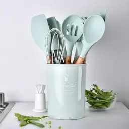 Espátula de silicone antiaderente com cabo de madeira, Pinças de colher, Utensílios de sopa, Pá resistente ao calor, Ferramenta de cozinha, 1pc - Image 5