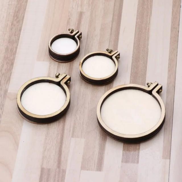 Aro de Madeira para Ponto Cruz DIY - Mini Anel para Bordado e Kit de Artesanato
