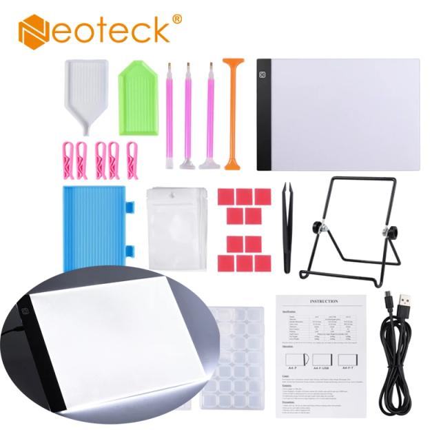 Kit de Ferramentas para Pintura em Diamante com Luz LED e Suporte Neoteck 5D DIY