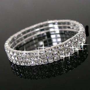 Pulseira Estilosa com Brilhos em Strass para Casamento - Opções de 1 a 5 Linhas, Ajustável e Elegante