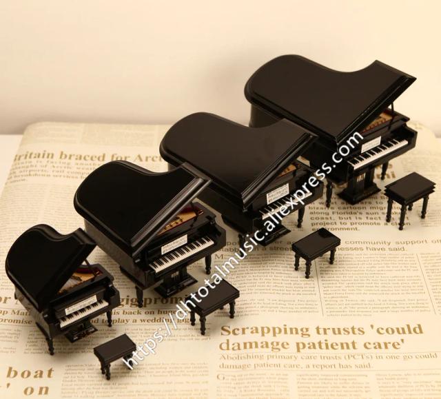 Mini Piano Réplica com Estojo - Acessórios Para Bonecas e Ornamentação Musical, Presente Perfeito para o Natal