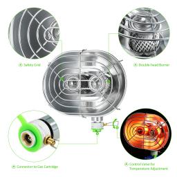 Aquecedores portáteis de cabeça dupla ao ar livre, Infrared Ray Camping Aquecimento Fogão, Warmer Fogão a gás para acampamento ao ar livre - Image 4