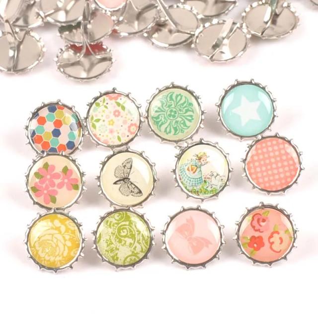 Conjunto de 20 Enfeites de Metal Redondos para Scrapbooking e Artesanato DIY - Decoração de Casa 15x10.9mm