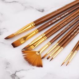 Conjunto de pincéis de aquarela de nylon, pintura de cabelo, estilo grande, materiais para desenho de arte em acrílico com 10 peças - Image 4