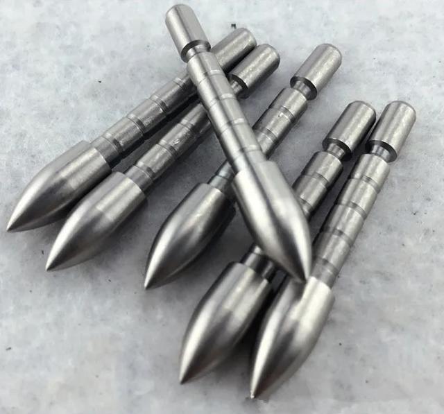 12pçs 70 80 90 100 110 120 aço inoxidável, ponta de ponto de bala para id 4.2mm eixo de flecha acessórios para arco e caça arquearia