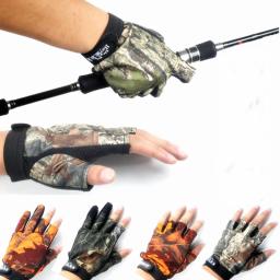 Luvas profissionais da pesca da camuflagem, antiderrapagem, atração da noite, três ou cinco dedos cortados - Image 1