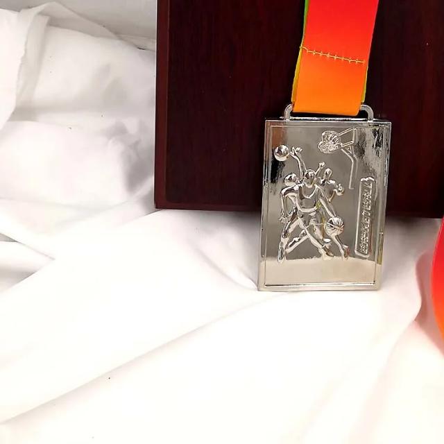 Medalha de Ouro Quadrada com Fita Colorida para Lembrança de Basquete e Esportes Escolares
