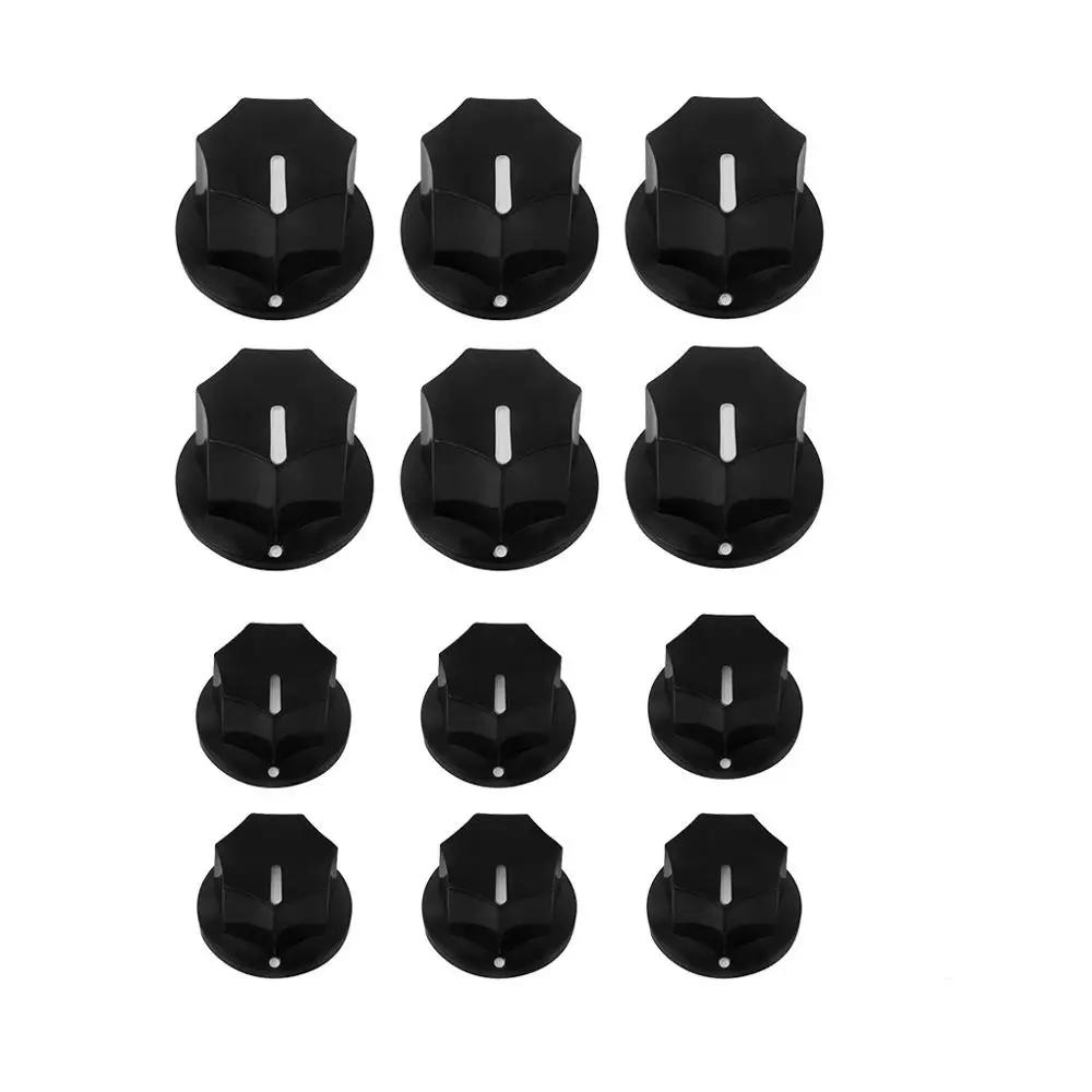 Fleor-plástico amplificador botões para amplificador de guitarra, baixo e guitarra control botão, acessórios de cor preta, 12pcs - Image 1