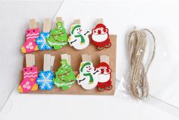 Prendedor de madeira para roupas série natal, prendedores para foto, cartões postais, prendedor de papel, artesanato, panos para decoração e escritório - Image 1
