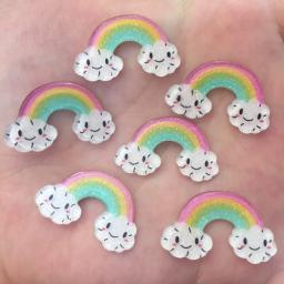 Novo 10 pçs resina adorável colorido glitter sorriso arco-íris parte traseira plana strass apliques diy ornamentos de casamento scrapbook artesanato f621 - Image 5