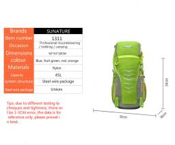 Sunatural mochila para viagem, mochila para caminhadas ao ar livre, escalada, grande capacidade, mochila de nylon à prova d'água 45l - Image 6