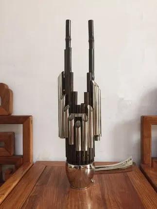 Instrumento Musical Tradicional Chinês Sheng de Bambu Roxo com 17 Teclas e Tubo de Vento Antigo
