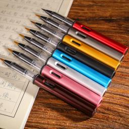 8 cores de metal caligrafia suave cabelo escrita pintura ferramenta tinta tinta aguarela pincel caneta escola material escritório papelaria - Image 1