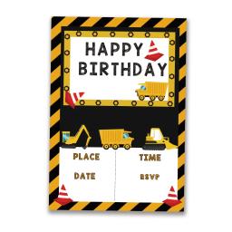 Convites de festa de aniversário, carrinhos de construção, suprimentos para festa, decoração de eventos infantis, 20 peças - Image 2