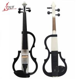 Violino silencioso de madeira maciça, arte elétrica avançada, tamanho completo, branco e preto, acessórios de ébano, peças, 4/4 - Image 1