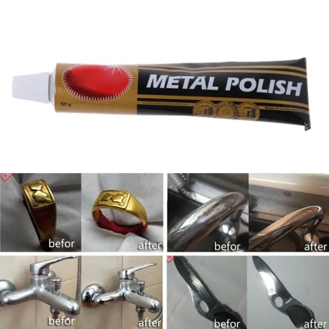 Pasta de Polimento Metálico 50g para Reparação de Arranhões e Limpeza de Cozinhas e Carros