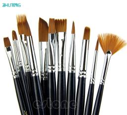 12x conjunto de pincéis profissionais de nylon, suprimentos para pintura a óleo acrílica de pelo - Image 4