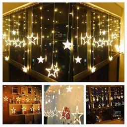 Cortinas com luzes de led para decoração, 2.5m, 138, estrelas, luz de fadas, natal, guirlanda ue, 220v, para casamento, casa, festa, aniversário, decoração - Image 6